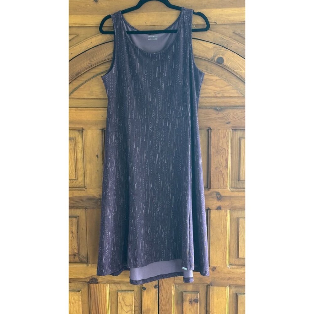 EDDIE BAUER Dress-Purple Poly/Rayon Knit Sleeveless Empire,‎ Dotted Pattern, XL